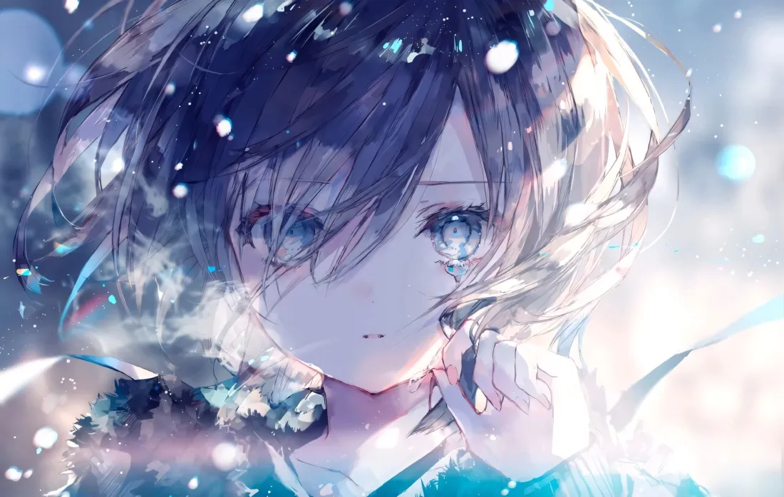 3k清冷少女壁纸｜冬日雪景背景图片 - 二次元插画「哲风壁纸」