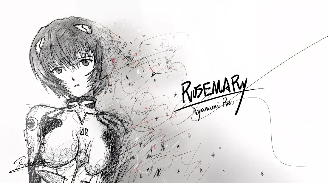 2k绫波丽壁纸｜新世纪福音战士背景图片 - 手绘素描「哲风壁纸」