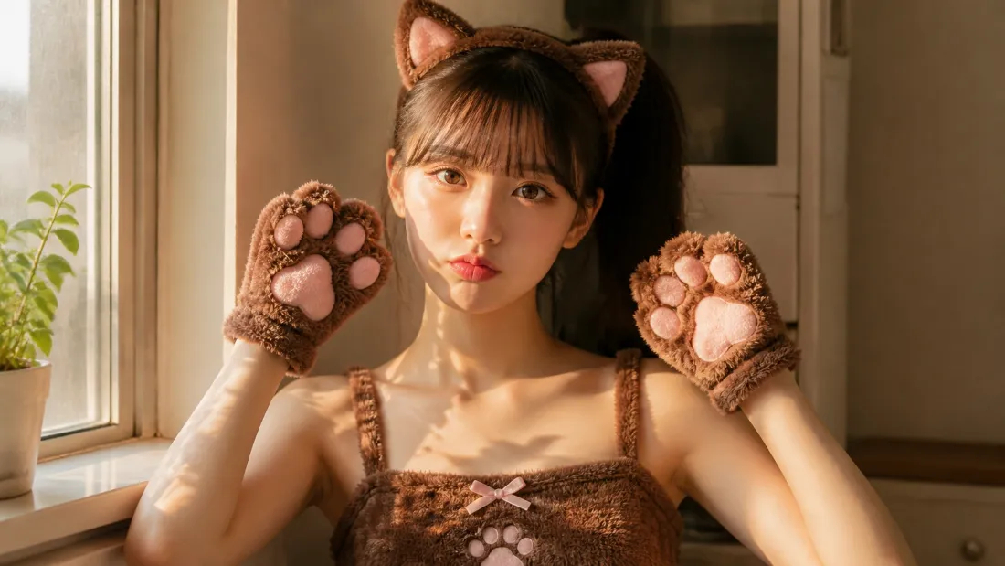2k猫耳少女壁纸｜暖调室内背景图片 - 阳光「哲风壁纸」