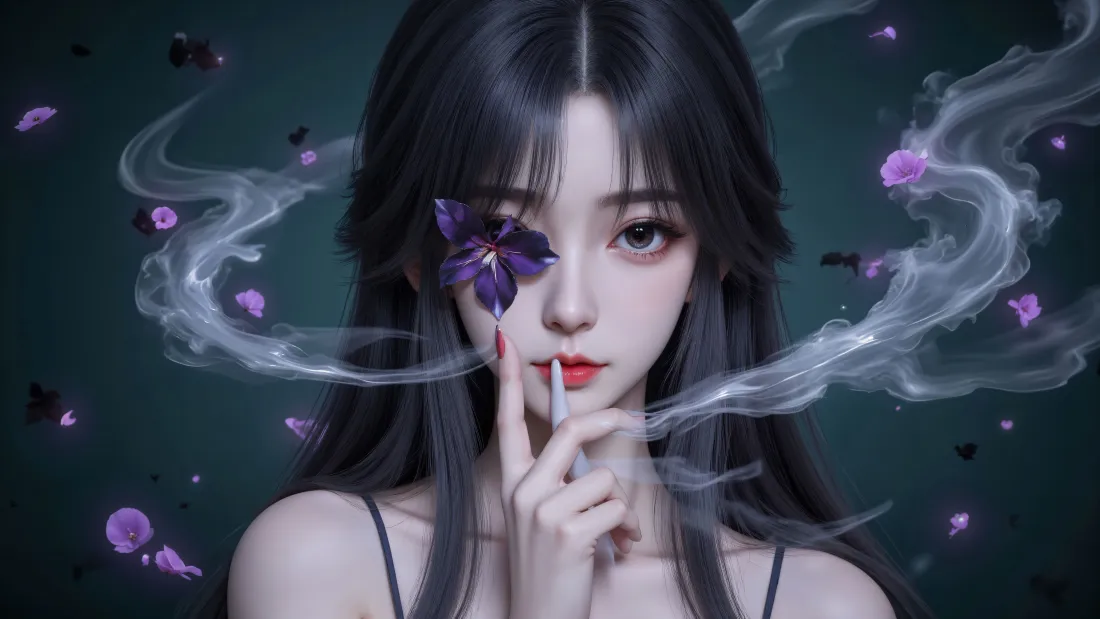 6k完美世界雪琳壁纸｜紫花烟幕背景图片 - 国风美人「哲风壁纸」