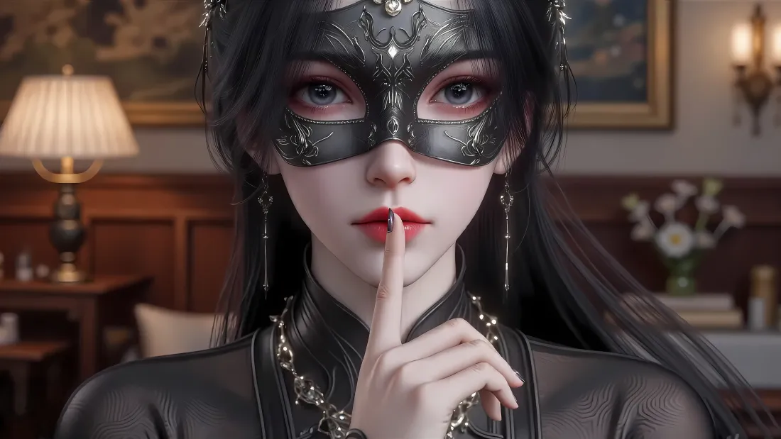 7k李慕婉壁纸｜黑色面具背景图片 - 仙逆女神「哲风壁纸」