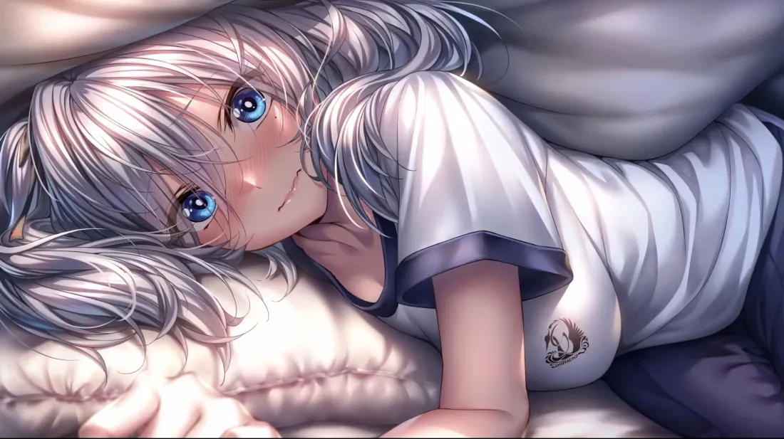 5k甜蜜女友壁纸｜卧室背景图片 - 银发蓝眼少女「哲风壁纸」