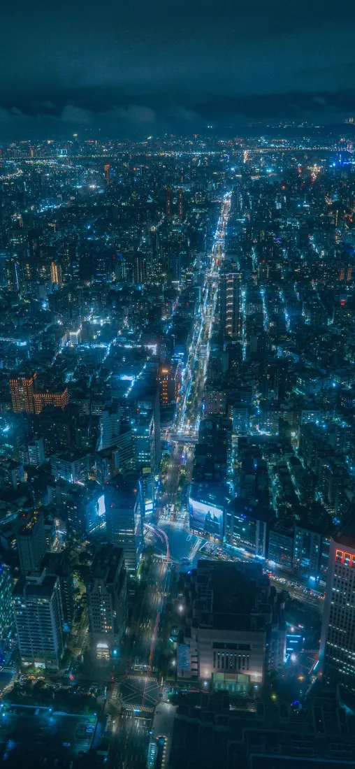 城市夜晚手机壁纸｜城市灯光背景图片 - 高空俯拍「哲风壁纸」