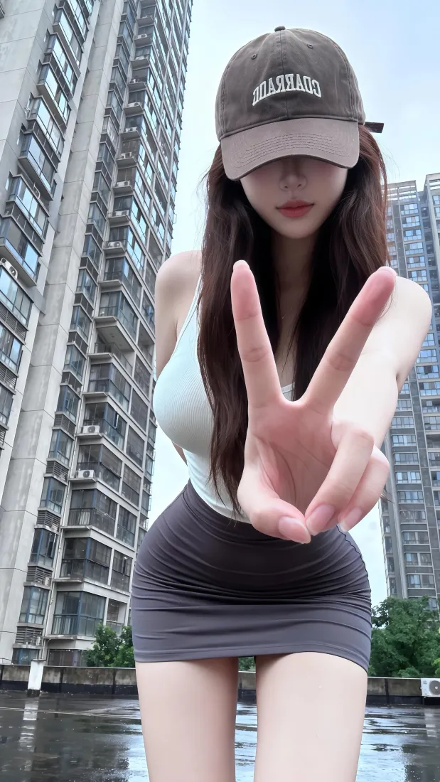 甜酷美女手机壁纸｜城市背景图片 - 雨天户外「哲风壁纸」