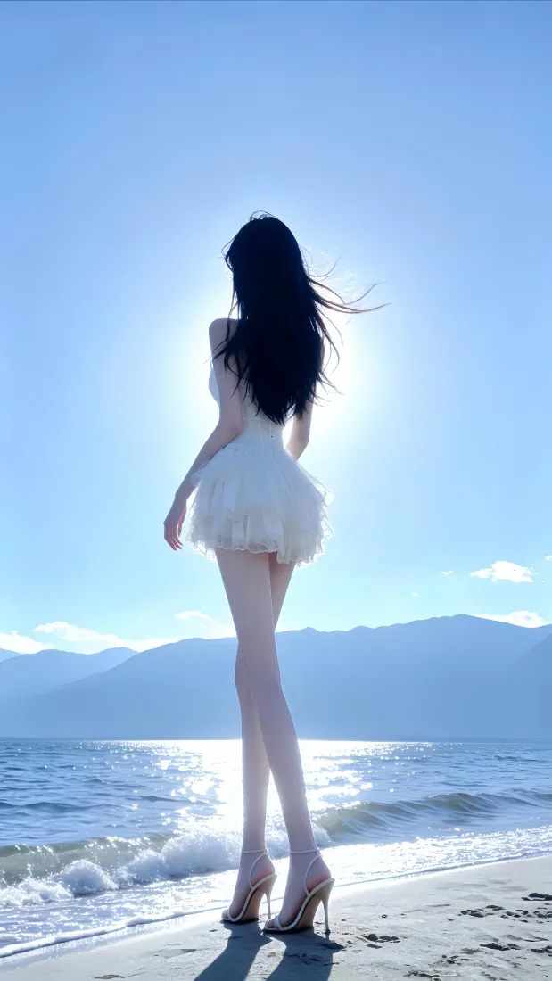 长发美女手机壁纸｜海边背景图片 - 清新养眼「哲风壁纸」