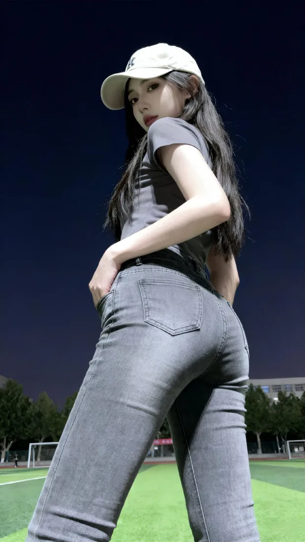 美女手机壁纸｜操场背景图片 - 休闲穿搭「哲风壁纸」