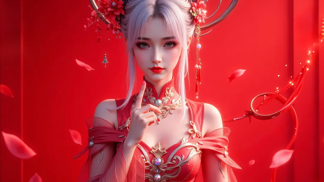 8k小医仙壁纸｜斗破苍穹背景图片 - 红色嫁衣「哲风壁纸」