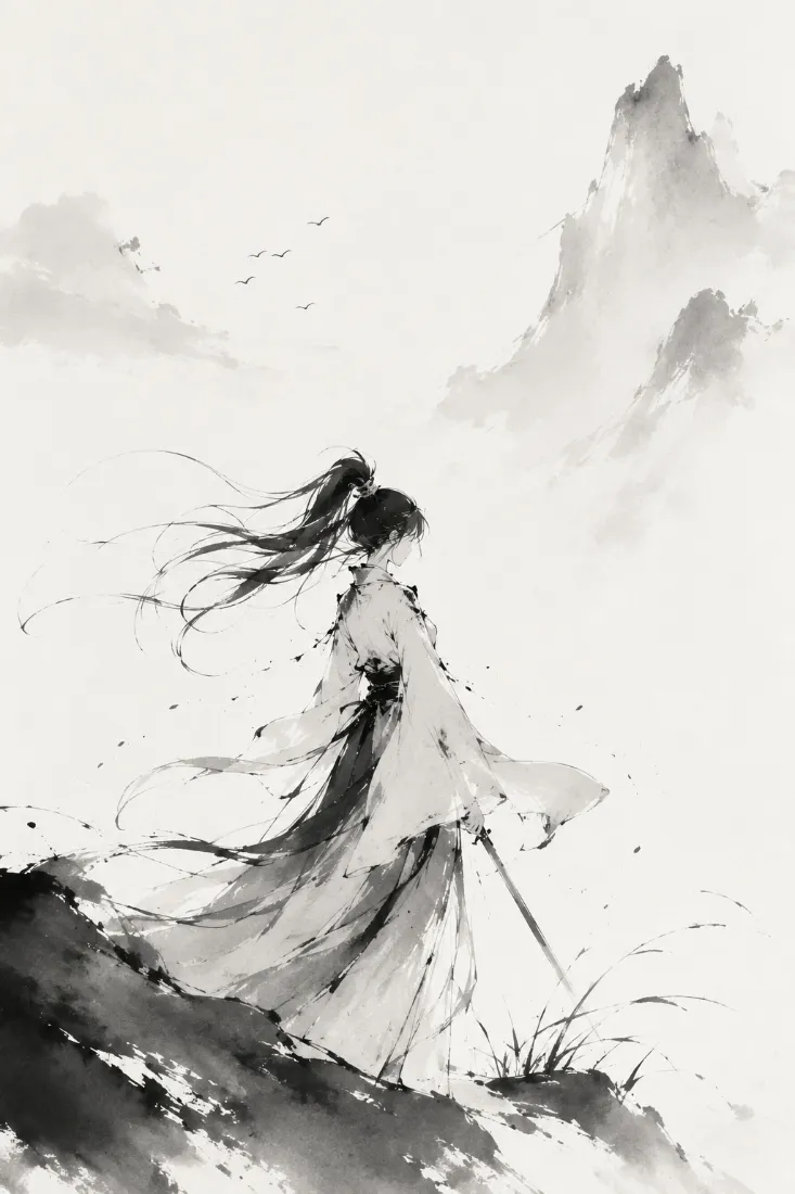 水墨风手机壁纸｜古风侠客背景图片 - 墨染远山「哲风壁纸」