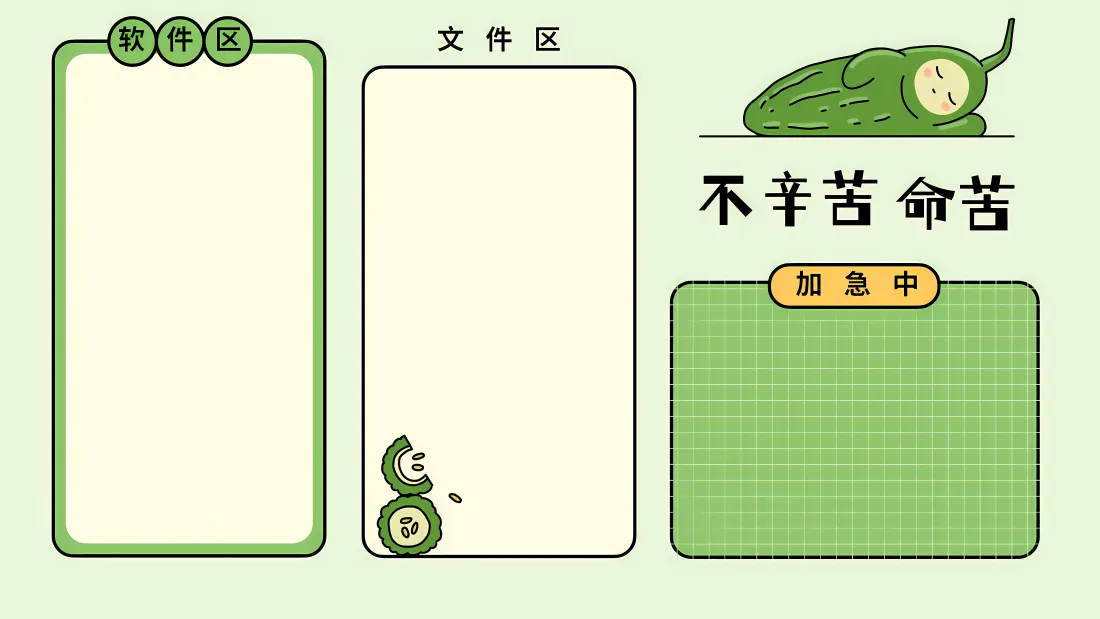 8k苦瓜分区壁纸｜工作背景图片 - 不辛苦命苦「哲风壁纸」
