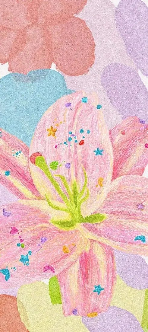 粉色百合花手机壁纸｜清新背景图片 - 创意绘画「哲风壁纸」