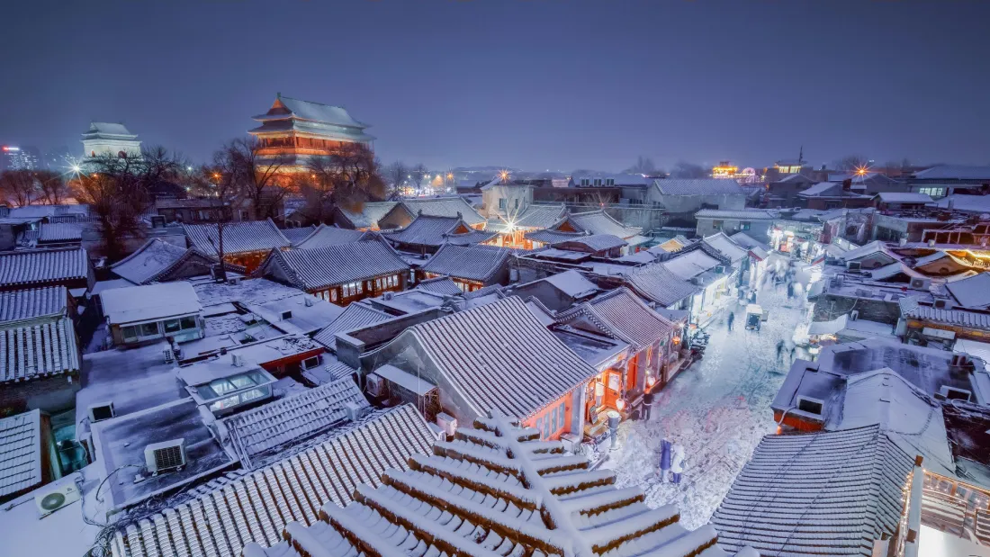 4k古城雪夜壁纸｜冬日背景图片 - 中式古城「哲风壁纸」