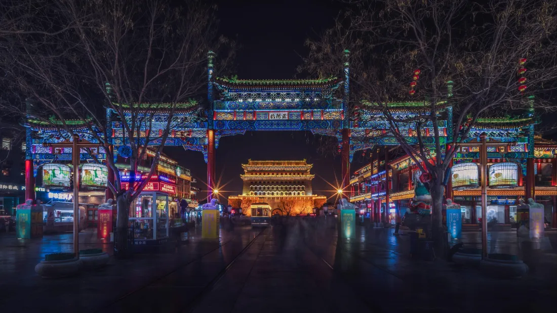 4k古都夜景壁纸｜电脑背景图片 - 中式牌坊街景「哲风壁纸」