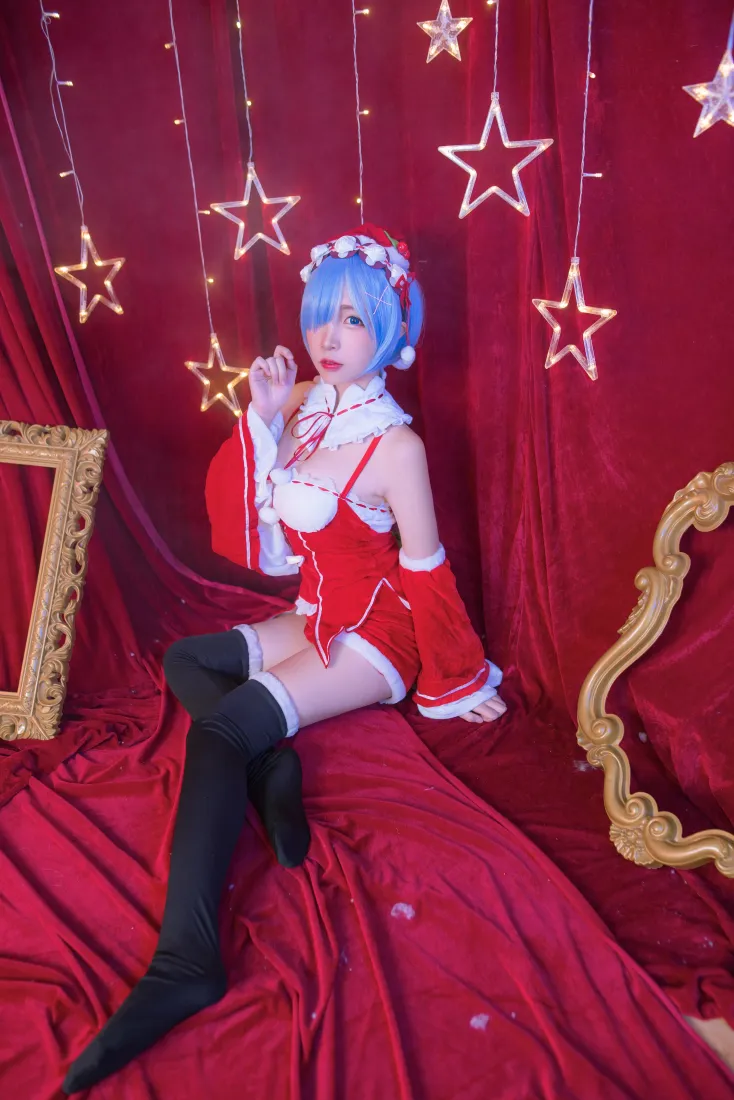 蕾姆手机壁纸｜圣诞背景图片 - 二佐Nisa cosplay「哲风壁纸」
