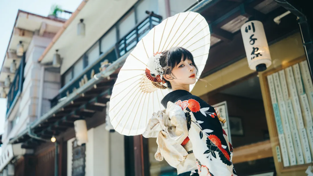 6k和服少女壁纸｜日式街道背景图片 - 和风写真「哲风壁纸」