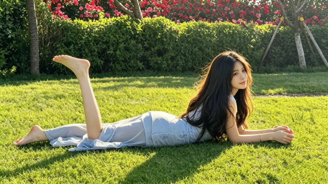 3k清新美女壁纸｜户外草坪背景图片 - 阳光少女「哲风壁纸」