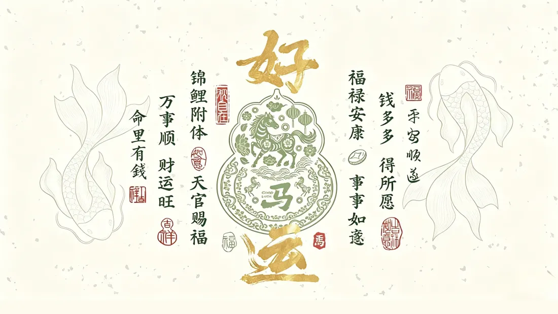 4k生肖马招财好运壁纸｜国风吉祥背景图片 - 葫芦祈福「哲风壁纸」