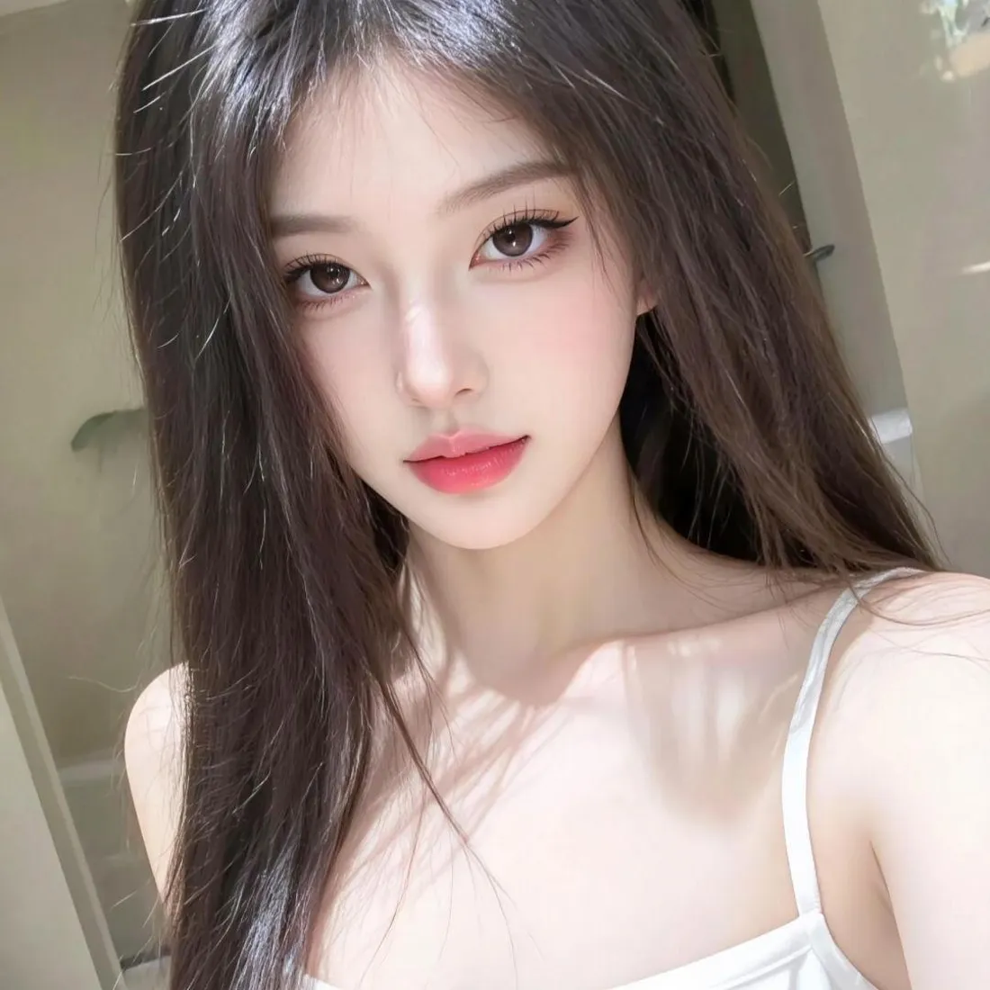 长发美女手机壁纸｜室内背景图片 - 清纯氛围感「哲风壁纸」