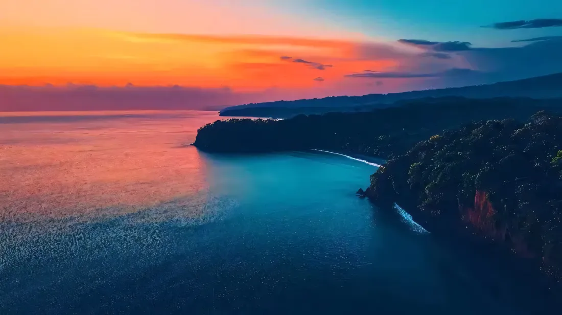 4k晚霞壁纸｜海岛背景图片 - 海湾海岸「哲风壁纸」