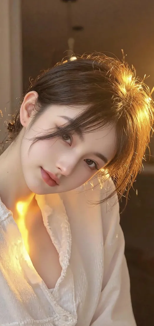 氛围感美女手机壁纸｜iOS背景图片 - 温柔暖光「哲风壁纸」