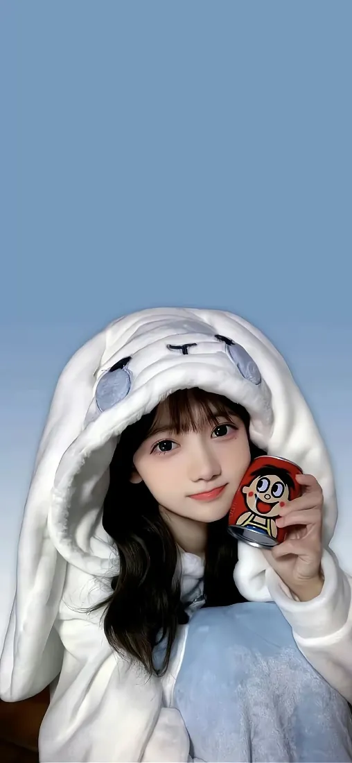 可爱少女手机壁纸｜浅蓝色背景图片 - 软萌「哲风壁纸」