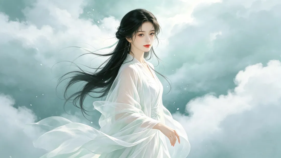 4k古风白衣美女壁纸｜云端背景图片 - 清冷仙气「哲风壁纸」