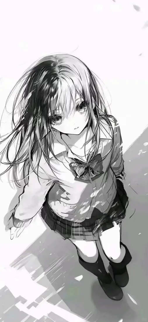 JK少女手机壁纸｜忧郁黑白背景图片 - 静态「哲风壁纸」