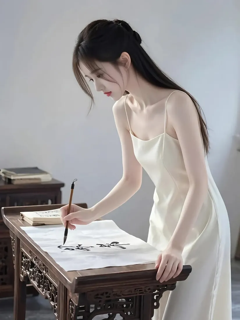 国风美女手机壁纸｜简约背景图片 - 书法创作「哲风壁纸」