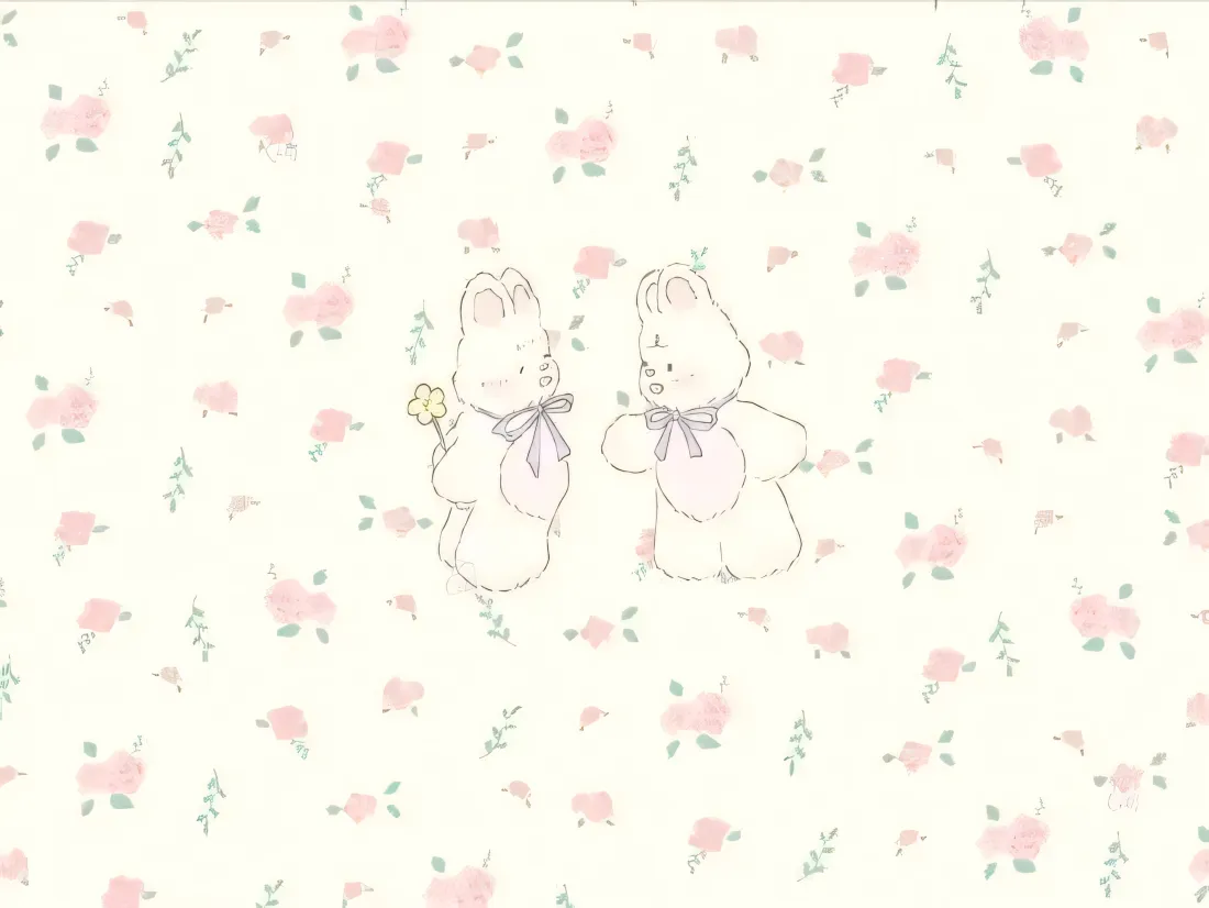 3k卡通兔子壁纸｜碎花背景图片 - 软萌可爱「哲风壁纸」