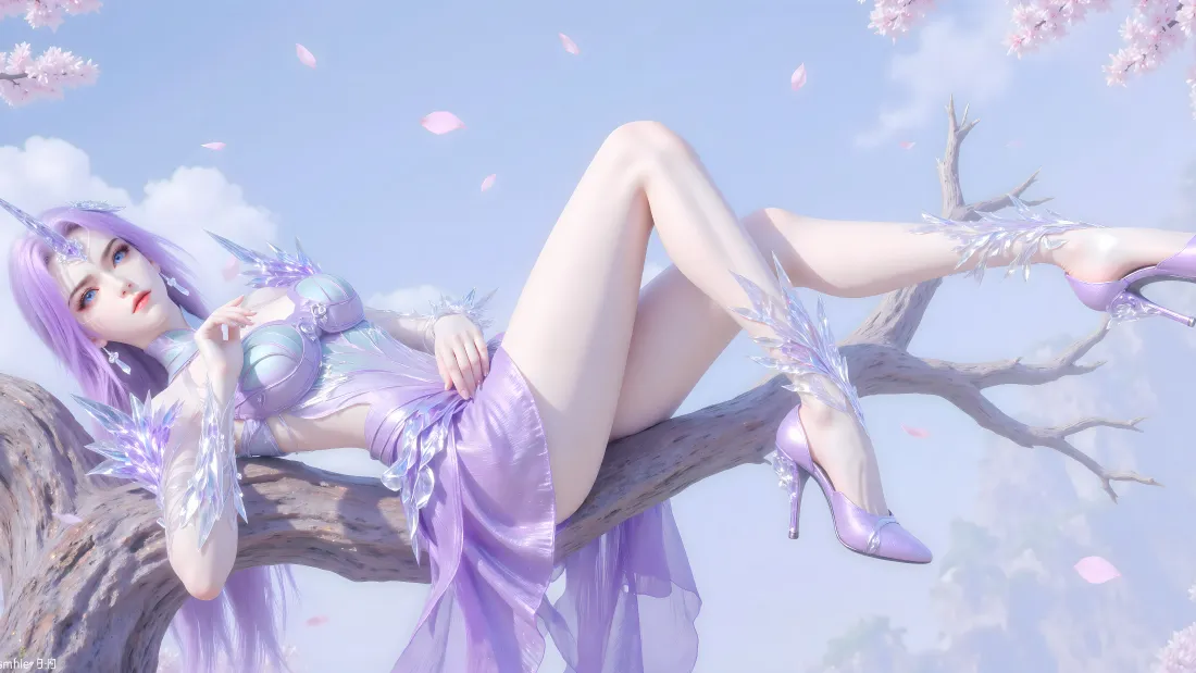 8k月柳壁纸｜完美世界动漫背景图片 - 紫发古风少女「哲风壁纸」