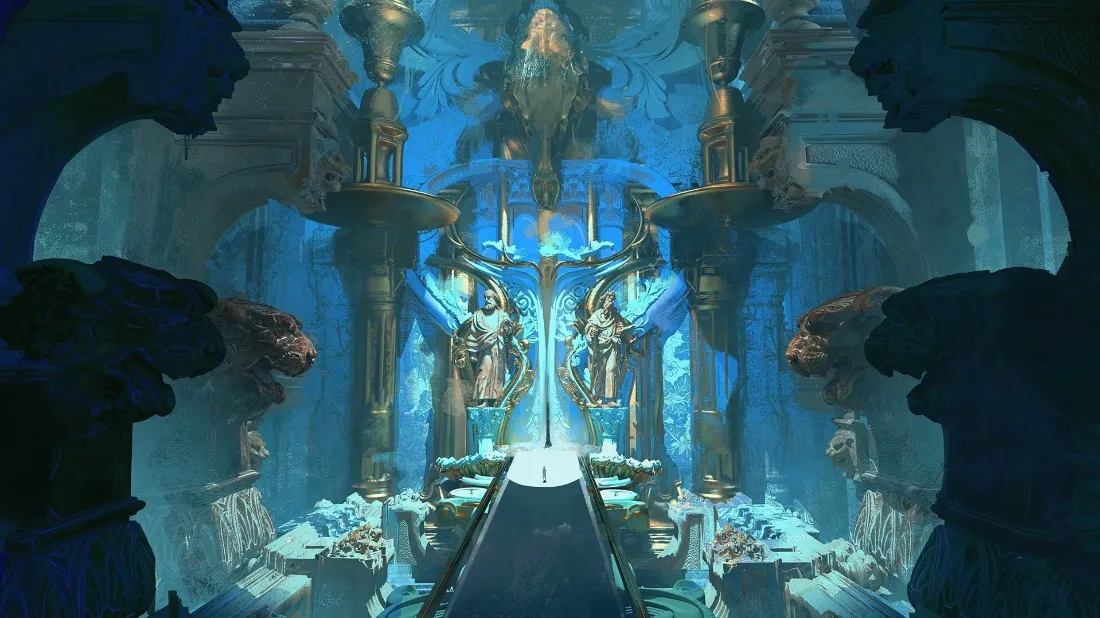 2k奇幻神殿壁纸｜宫殿云雾风景背景图片 - 治愈风插画「哲风壁纸」