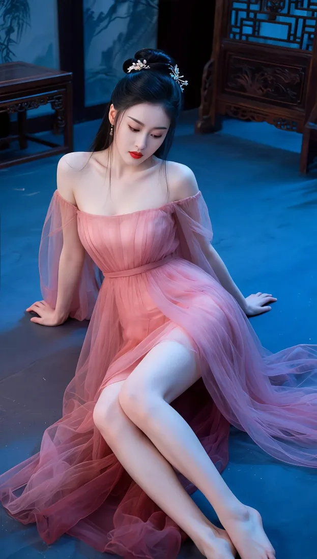 张天爱手机壁纸｜古风粉裙背景图片 - 氛围感人像写真「哲风壁纸」