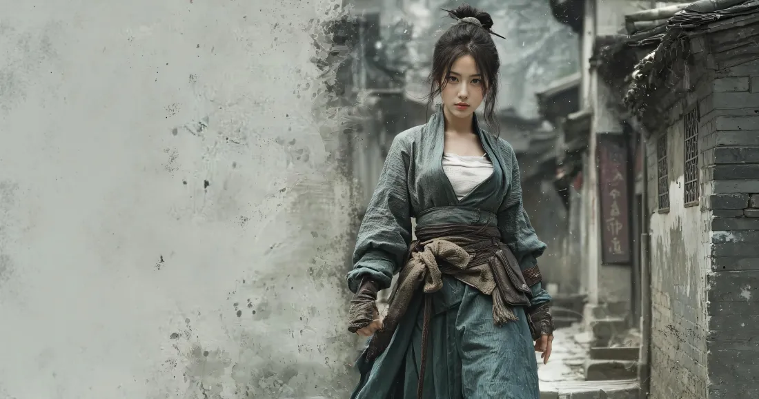 3k古风侠女壁纸｜古巷清冷背景图片 - 武侠风人像「哲风壁纸」
