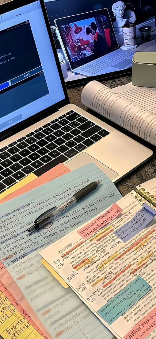 学习书桌手机壁纸｜文具电脑笔记本背景图片 - 备考复习日常「哲风壁纸」