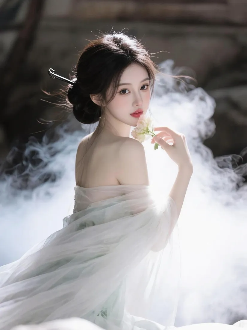 古风美女手机壁纸｜仙气烟雾背景图片 - 清冷氛围感「哲风壁纸」