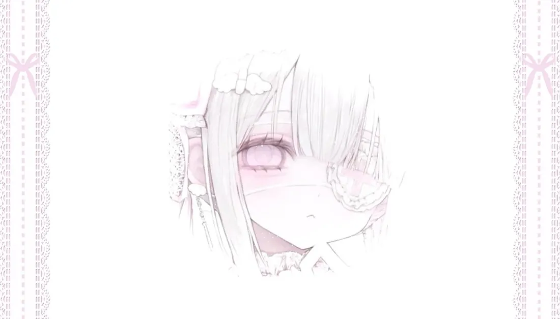 2k粉白蕾丝眼罩少女壁纸｜二次元软萌背景图片 - 日系插画「哲风壁纸」