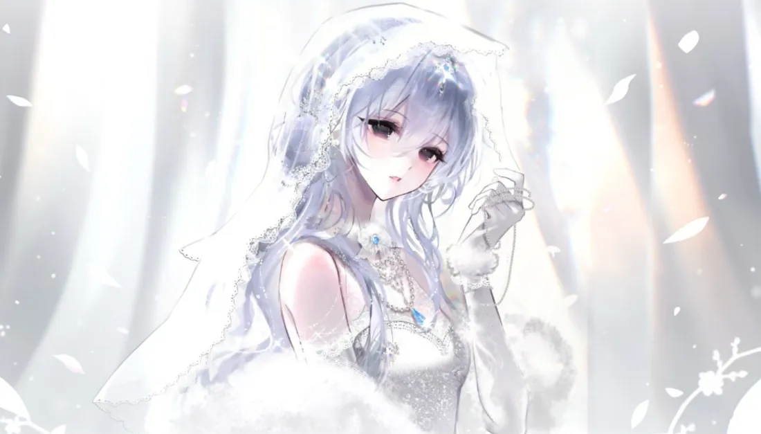 2k蓝白婚纱少女壁纸｜氛围感背景图片 - 二次元萌系「哲风壁纸」