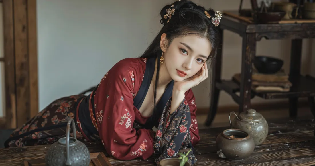 3k古风汉服美女壁纸｜室内茶艺背景图片 - 氛围感古装写真「哲风壁纸」