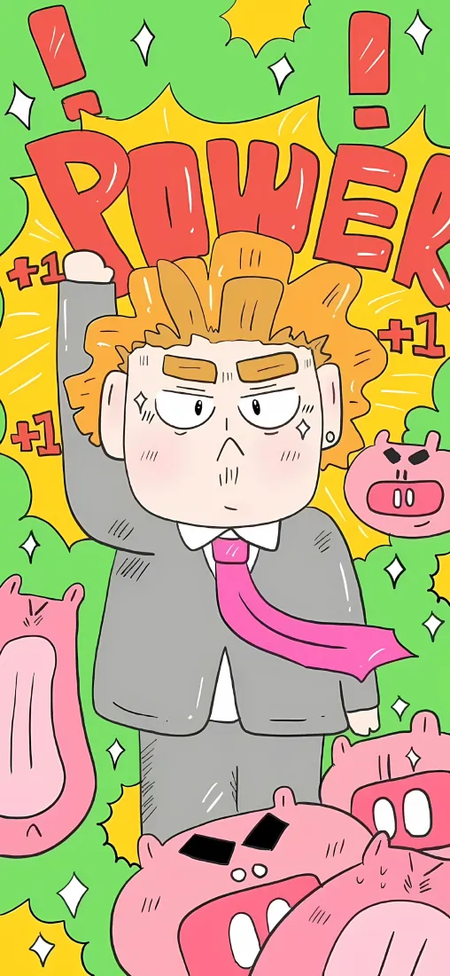 搞怪卡通手机壁纸｜粉绿撞色背景图片 - 创意潮流插画「哲风壁纸」