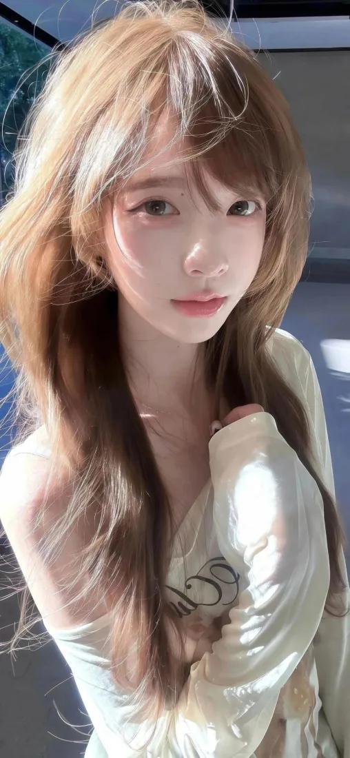 长发美女手机壁纸｜暖光露肩穿搭背景图片 - 温柔氛围感人像「哲风壁纸」