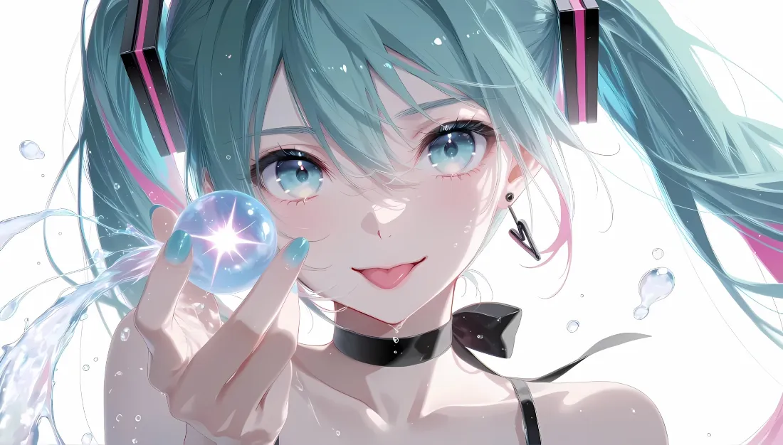 2k初音未来壁纸｜蓝发少女背景图片 - 手持发光水晶球「哲风壁纸」