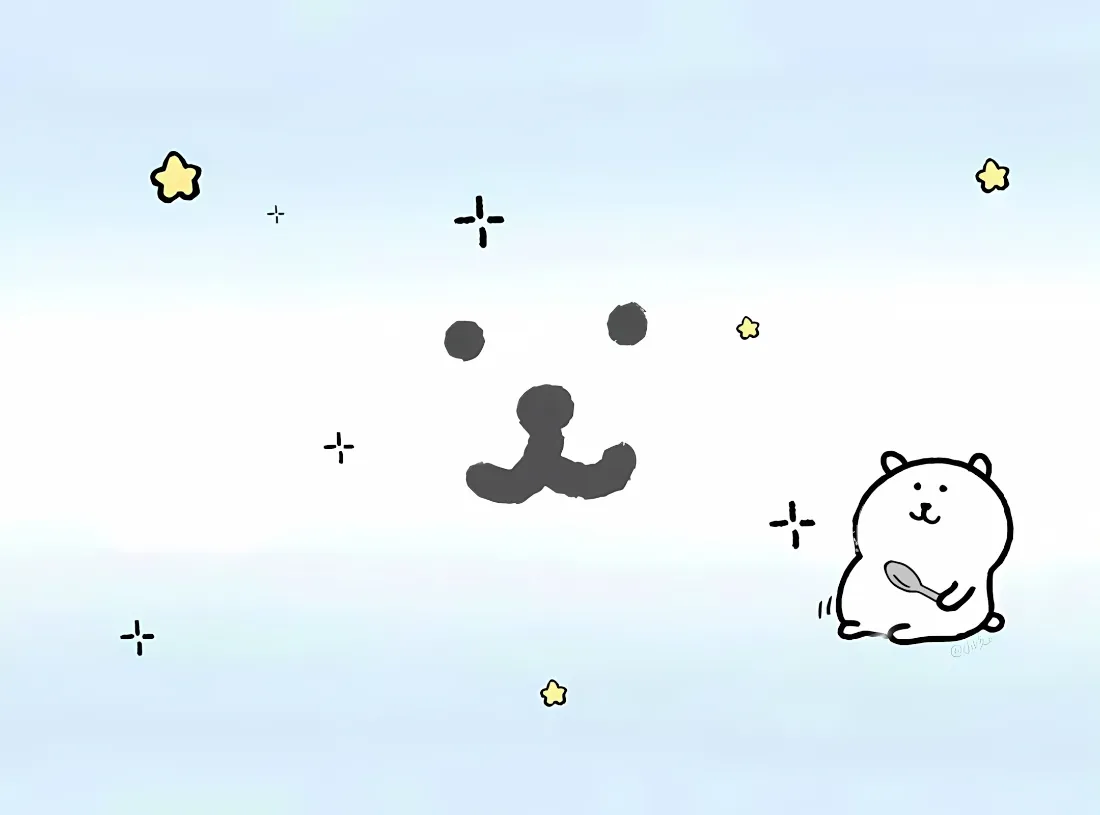 2k自嘲熊壁纸｜浅蓝色背景图片 - 可爱简约星星手绘「哲风壁纸」