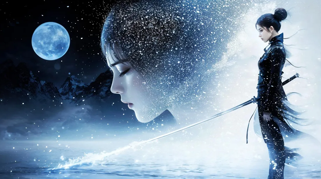 2k古风女侠客壁纸｜冰雪月夜背景图片 - 平板专属「哲风壁纸」