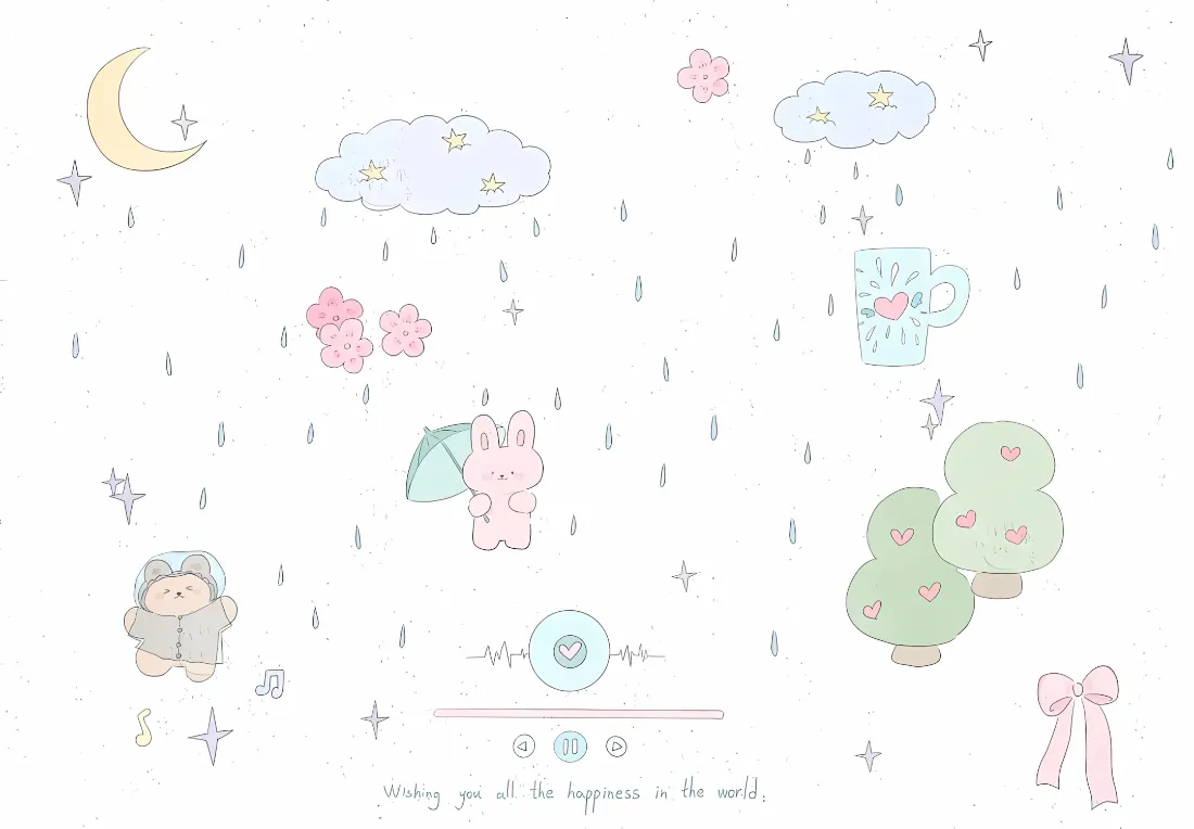 2k可爱卡通壁纸｜雨天小场景背景图片 - 软萌治愈手绘「哲风壁纸」