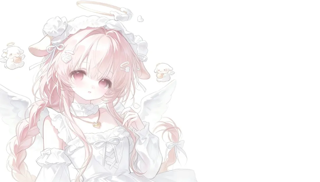 2k天使少女壁纸｜粉白萌系二次元背景图片 - 软妹可爱插画「哲风壁纸」