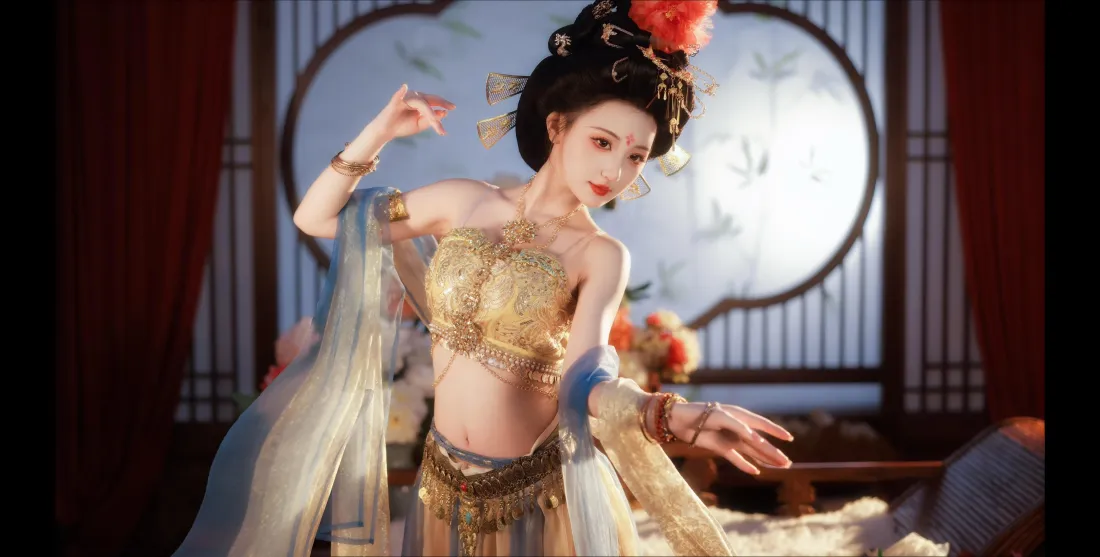 4k敦煌风舞女壁纸｜古风中式室内背景图片 - 平板高清适配「哲风壁纸」