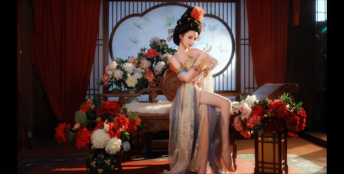 4k古风牡丹美人壁纸｜古典国风花卉背景图片 - 高清平板适配「哲风壁纸」