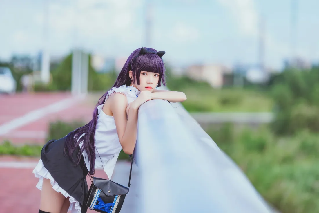 7k桜桃喵壁纸｜黑猫cos户外背景图片 - 可爱猫耳少女「哲风壁纸」