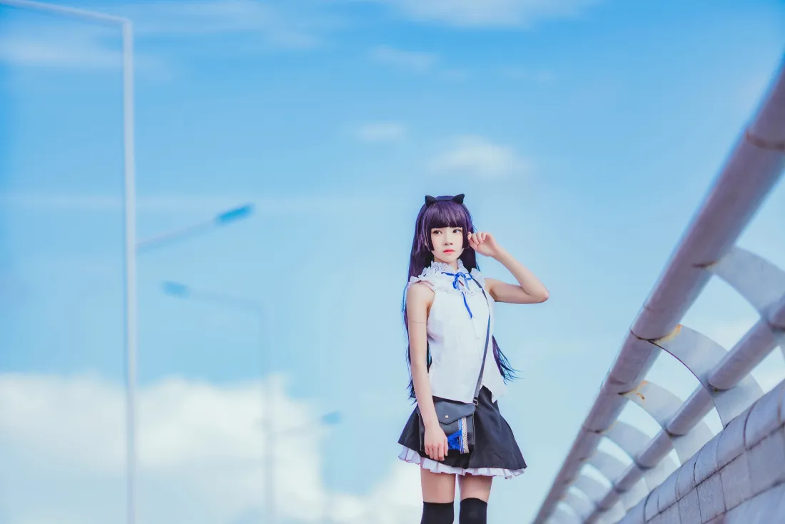 8k桜桃喵壁纸｜猫耳少女背景图片 - 短裙过膝袜cos写真「哲风壁纸」