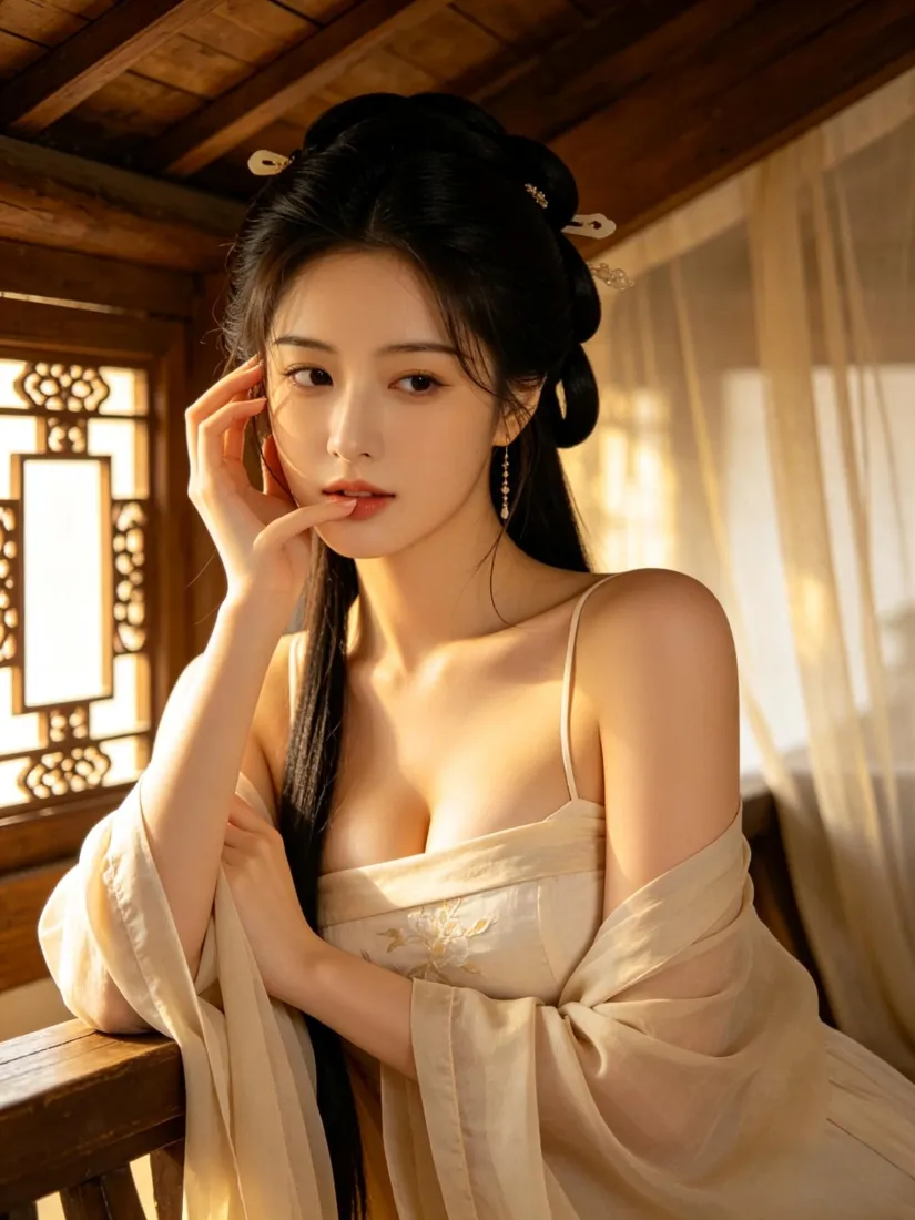 古风美女手机壁纸｜暖光中式室内背景图片 - 氛围感写真「哲风壁纸」