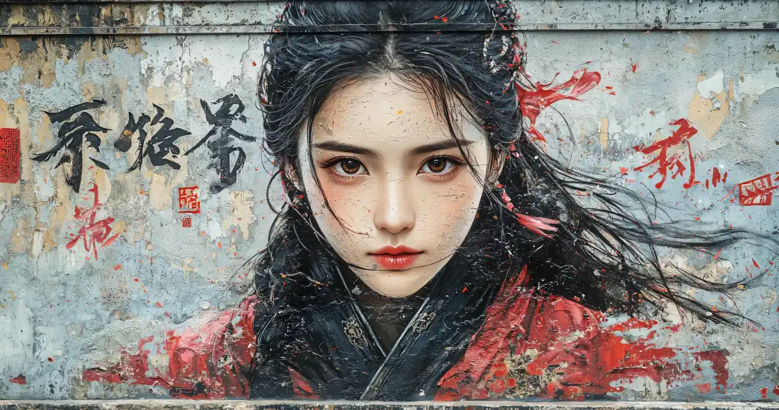 3k古风红衣侠女壁纸｜水墨国风背景图片 - 清冷飒爽古装「哲风壁纸」